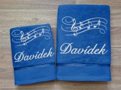 Ručník se jménem NA PŘÁNÍ 450g Noty královsky modrý