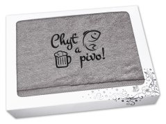 Dárkové balení osušky pro rybáře Chyť a pivo šedá