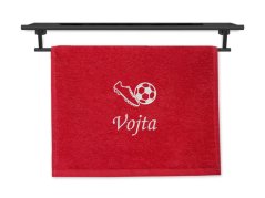 Malý ručník se jménem NA PŘÁNÍ červený 30x50 Kopačka a míč