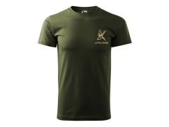 Tričko pro myslivce s výšivkou military - XL Jelen