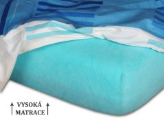 Froté prostěradlo na vysokou matraci 180x200 EXCLUSIVE Světlý tyrkys