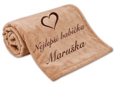 Deka Nejlepší babička se srdíčkem a jménem 150x200 čokoládová