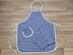 Dárkové balení Kanafas kostka modrá/bílá zástěra + chňapka + utěrka