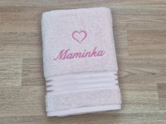 Ručník MAMINKA se srdíčkem 50x100 linie světle růžová