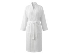 Pánský/dámský vaflový župan Kimono bílý L