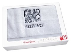 Vánoční dárkové balení ručníku Znamení Blíženci bílá/šedá