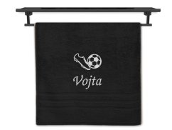 Ručník se jménem NA PŘÁNÍ černý 50x100 Kopačka a míč