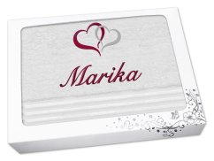 Dárkové balení osušky se jménem linie bílá Srdíčka