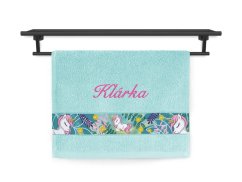 Dětský ručník se jménem NA PŘÁNÍ 30x50 Jednorožec mint