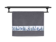 Malý ručník 30x50 RUJANA 400g Zimní vesnička tmavě šedý