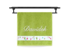 Ručník se jménem NA PŘÁNÍ 50x100 Barevná srdíčka zelená