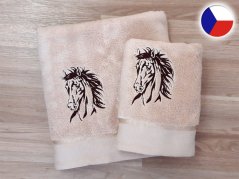 Luxusní ručník pro koňáky béžový 450g Kůň Apollo