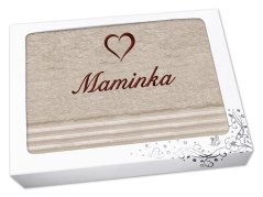 Dárkové balení ručníku MAMINKA se srdíčkem linie světle béžová