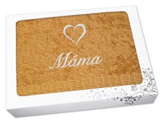 Dárkové balení osušky MÁMA se srdíčkem ratanika hořčicová