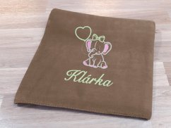 Dětská deka se jménem NA PŘÁNÍ 75x100 Slůně káva