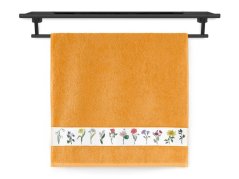 Froté osuška 70x140 NORA TISK 450g Květinový herbář oranžový