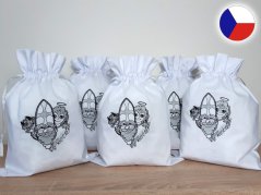 Mikulášský pytlík s výšivkou 25x35 Stříbrný
