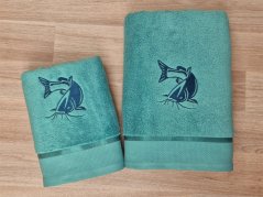 Luxusní osuška pro rybáře petrolejová 450g Sumec