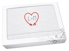 Dárková osuška Srdce s iniciály bílá