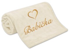 Deka pro babičku se srdíčkem 150x200 smetanová