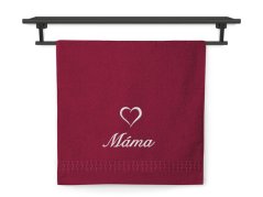 Dárková sada ručník + osuška MÁMA se srdíčkem ratanika bordó