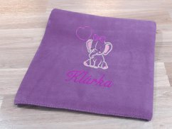 Dětská deka se jménem NA PŘÁNÍ 75x100 Slůně fialová
