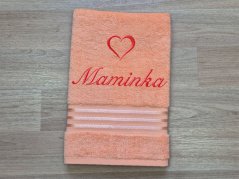 Osuška MAMINKA se srdíčkem 70x140 linie lososová