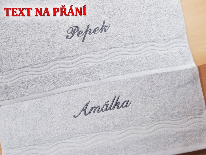 Ručník se jménem NA PŘÁNÍ 50x100 světle šedý