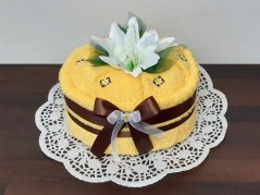 Textilní dort z osušky Sofie žlutá