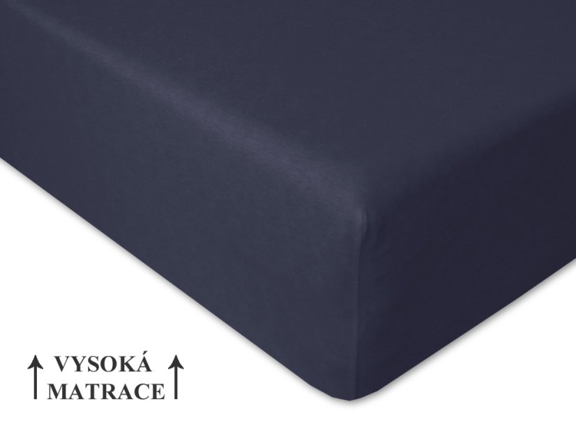 Jersey prostěradlo na vysokou matraci 220x200 EXTRA Tmavě modré
