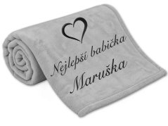 Deka Nejlepší babička se srdíčkem a jménem 150x200 světle šedá