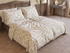 Povlečení bavlna EXCLUSIVE 2x 70x90, 220x200 Kvítí béžové