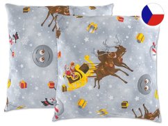 Vánoční povlak na polštář 50x70 bavlněný CHRISTMAS Sněhuláci šedí