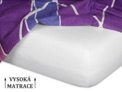 Jersey prostěradlo na vysokou matraci 90x200x25 EXCLUSIVE Bílá