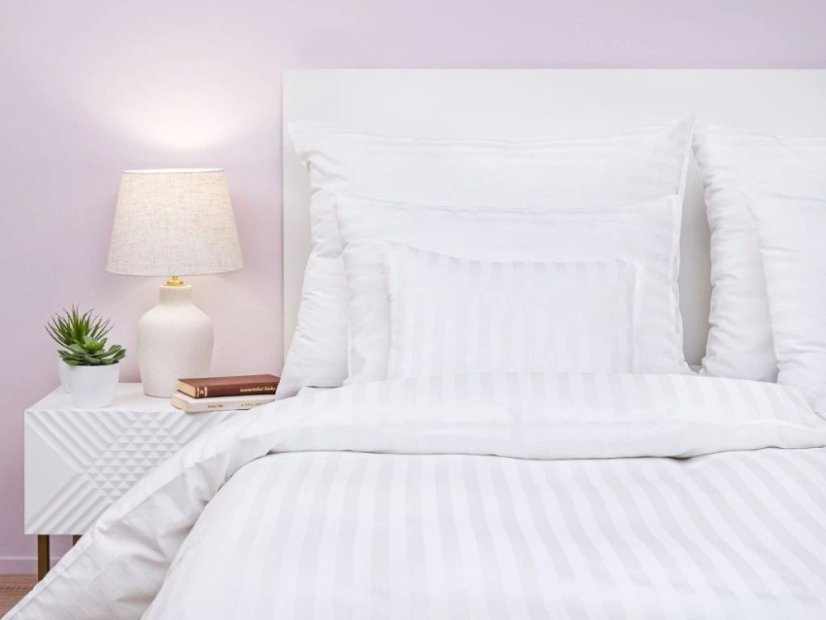 Povlečení Atlas grádl proužek 2,5 cm 70x90, 140x220 bílý