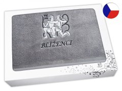 Luxusní dárkové balení ručníku Znamení Blíženci šedá/šedá
