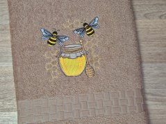 Luxusní dárkové balení osušky pro včelaře Včelky na medu tmavě béžová