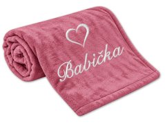 Deka pro babičku se srdíčkem 150x200 starorůžová