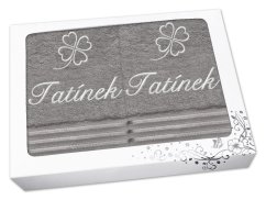 Dárková sada ručníku a osušky TATÍNEK se čtyřlístkem linie tmavě šedá