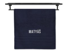 Osuška pro sportovce se jménem 70x140 tmavě modrá