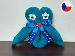 Malá sovička z ručníku Sofie azurově modrá