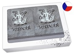 Luxusní dárková sada ručník + osuška Znamení Vodnář šedá/šedá