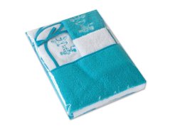 Dětský set Žirafka tyrkys/bílá 350g osuška + ručník + bryndák + žínka