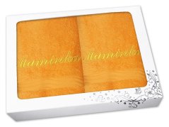 Dárkové balení ručníku a osušky MAMINKA oranžová