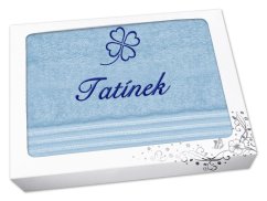 Dárkové balení ručníku TATÍNEK se čtyřlístkem linie světle modrá
