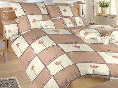 Bavlněné francouzské povlečení 220x200, 2x 70x90 KOMFORT Tulipán světle hnědý