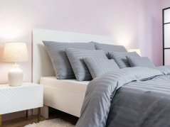 Damaškové povlečení Atlas grádl proužek 2 cm 70x90, 140x200 šedý