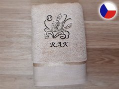 Luxusní ručník se znamením RAK 450g béžová/hnědá