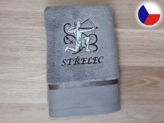 Luxusní dárková sada ručník + osuška Znamení Střelec šedá/šedá