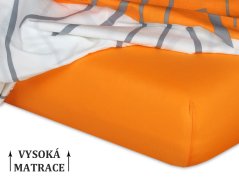 Jersey prostěradlo na vysokou matraci 180x200x25 EXCLUSIVE Pomeranč